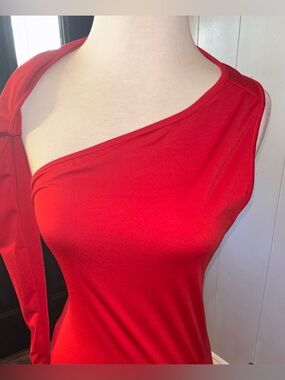 One-Shoulder Red Women's Dress